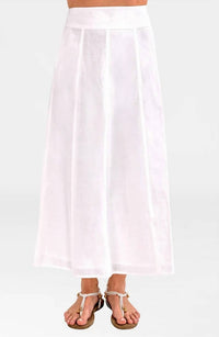 GRETCHEN SCOTT Linen Gored Skirt in white - women's skirt