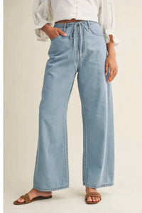 Mustard Seed - High Waist Drawstring Wide Leg Jean