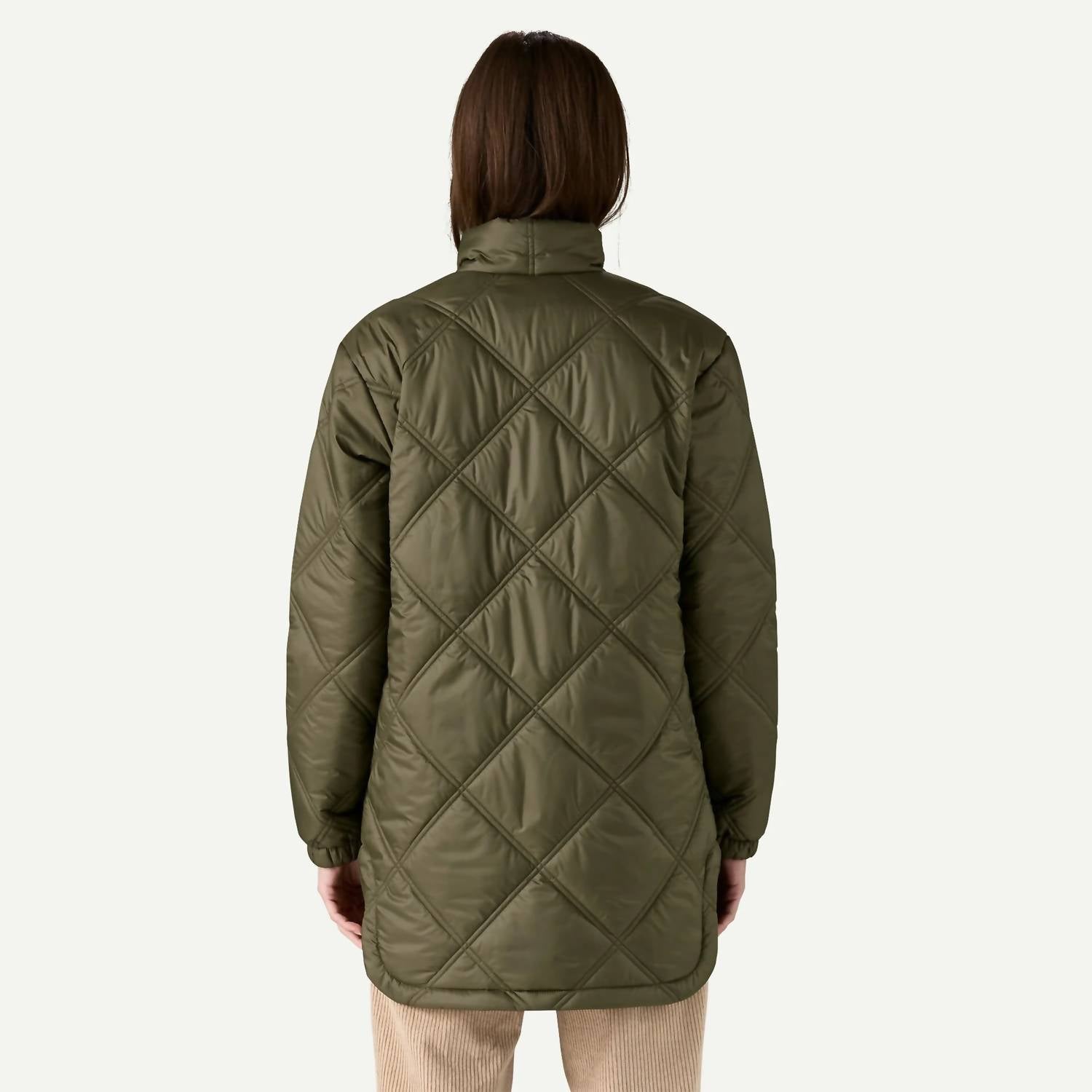 Patagonia Pine Bank Insulated Parka Jacket in basin green 1 - women's jacket - detail view