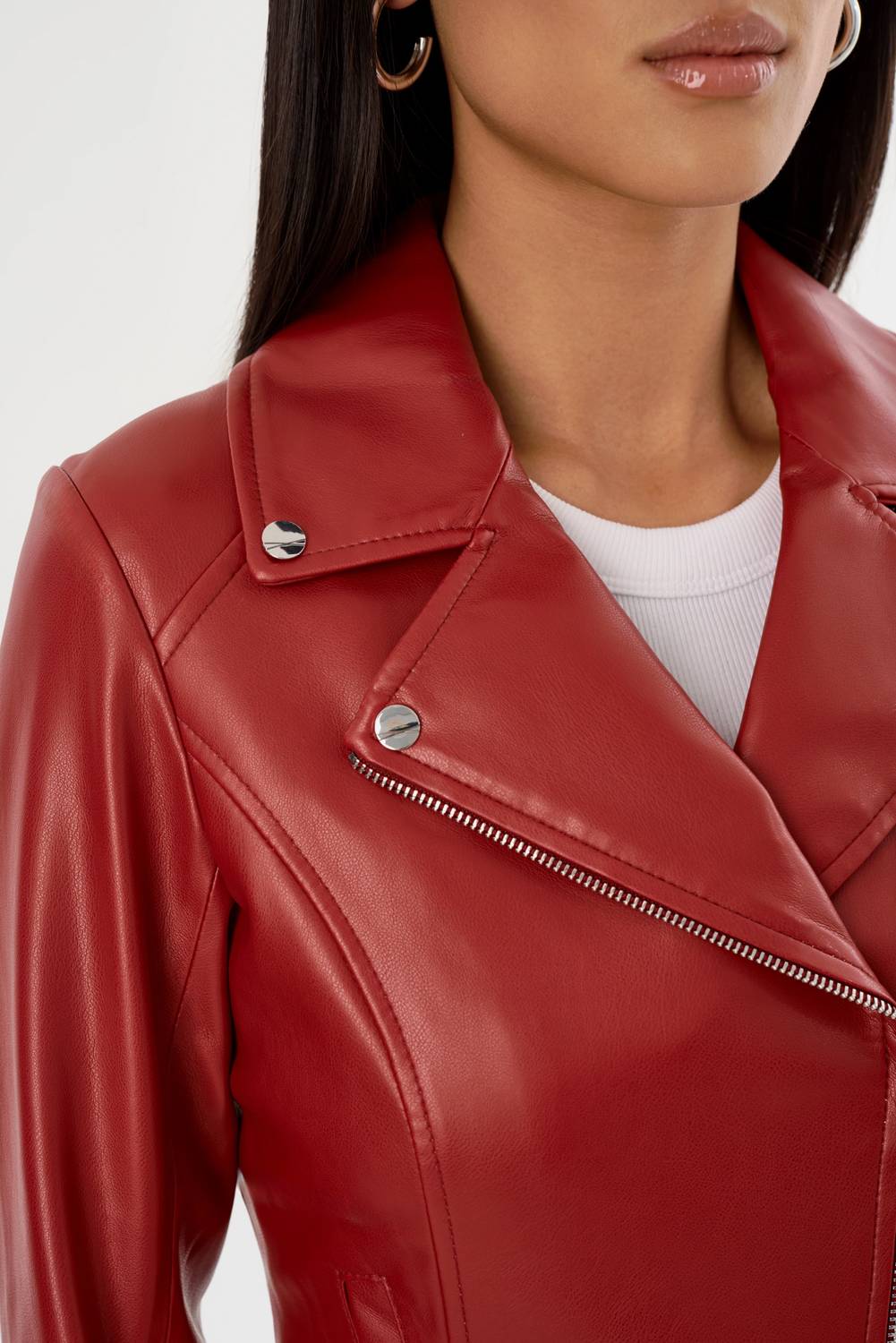 LAMARQUE Pascale Faux Leather Jacket in crimson - women's jacket - view 7