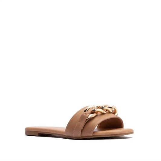Qupid - Women's Chain Slip-on Sandals