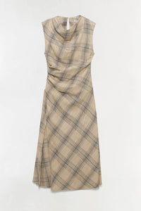 SIMKHAI Burke Draped Midi Dress in rattan plaid - women's dress - view 4