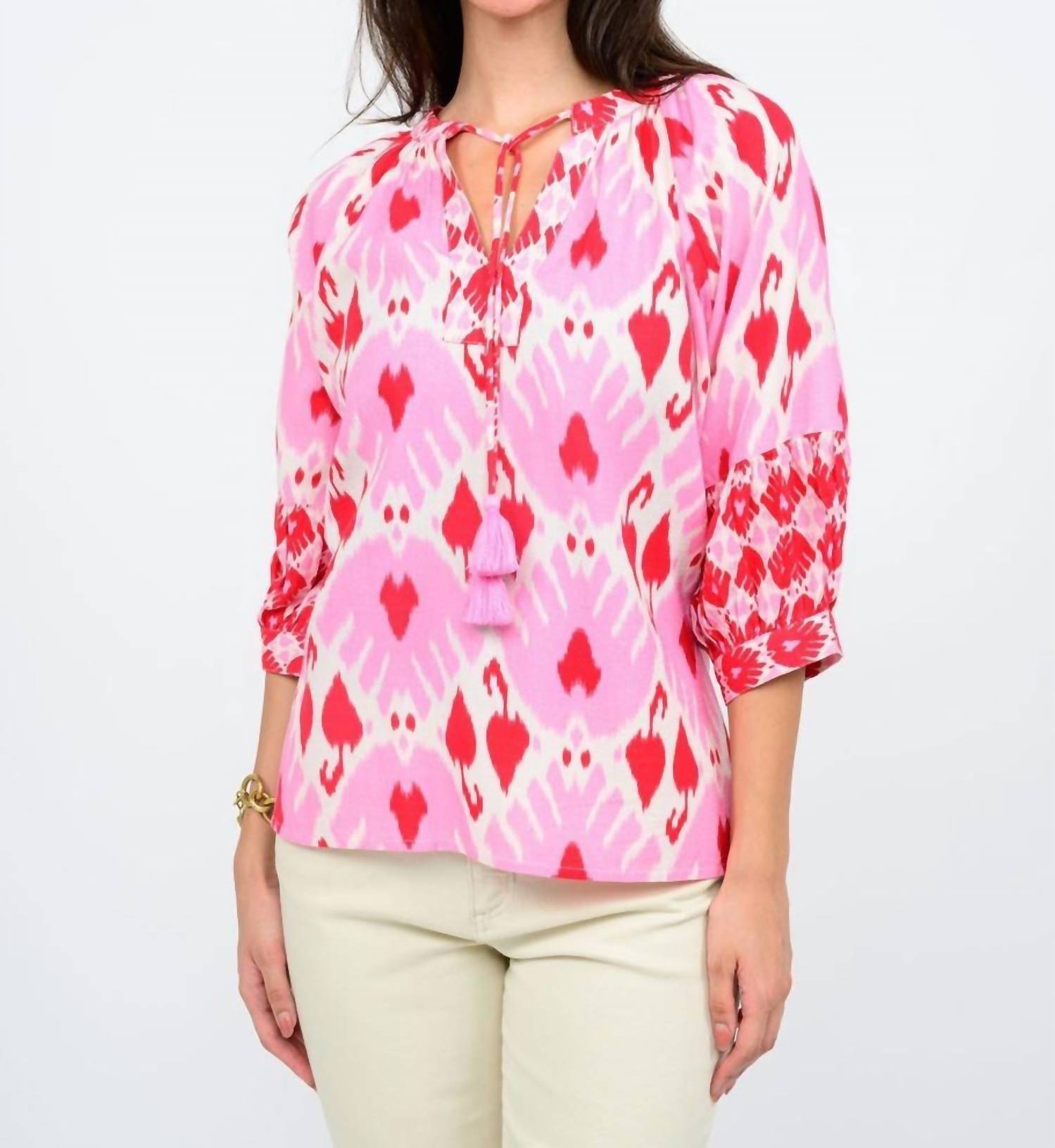 Ivy Jane IKAT YOUR HEART TOP in red 1 - women's blouse