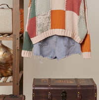 Mello - Women's Color Block Crochet V Neck Cardigan