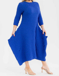 Karen T Design Bubble Popcorn Maxi Dress in blue - women's dress - detail view