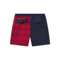 Southern Marsh Men's Freedom Fish Harbor Swim Trunks in navy red - men's swimwear - detail view