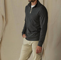 The Normal Brand Puremeso Weekend Quarterzip Sweatshirt in charcoal - men's shirt