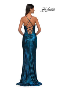 La Femme - Metallic Rhinestone Edge Gown