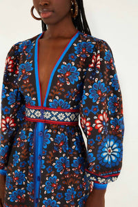 FARM RIO Latina Scarf Mini Dress in black - women's dress - detail view