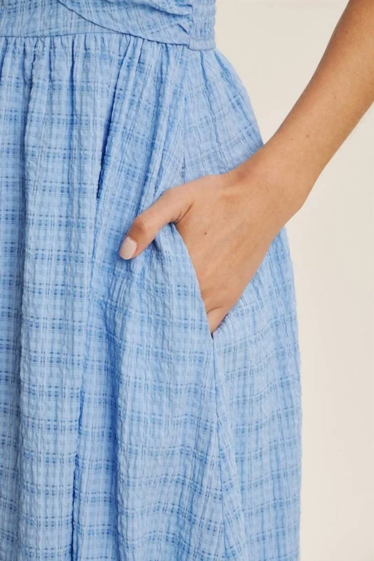 In February - Mood-lifting Textured Flare Smocked Midi Dress