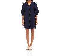 Karen Kane - Lantern Sleeve Pearl Button-front Mini Dress
