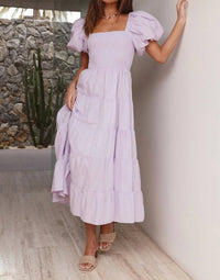 By Together Puff Sleeves Maxi Dress in lavender - women's dress