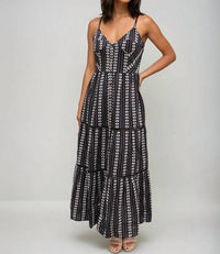 Maison Hotel Venus Embroidered Maxi Dress in black multi - women's dress