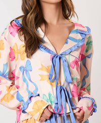 Peach Love - Ribbon Bow Printed Pajama Set