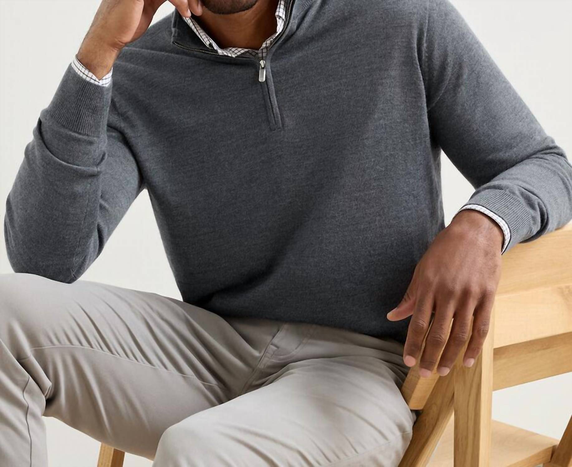PETER MILLAR Autumn Crest Quarter Zip Sweater in charcoal - men's sweater
