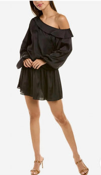 Ramy Brook - Timothy Satin Off Shoulder Blouson Mini Dress