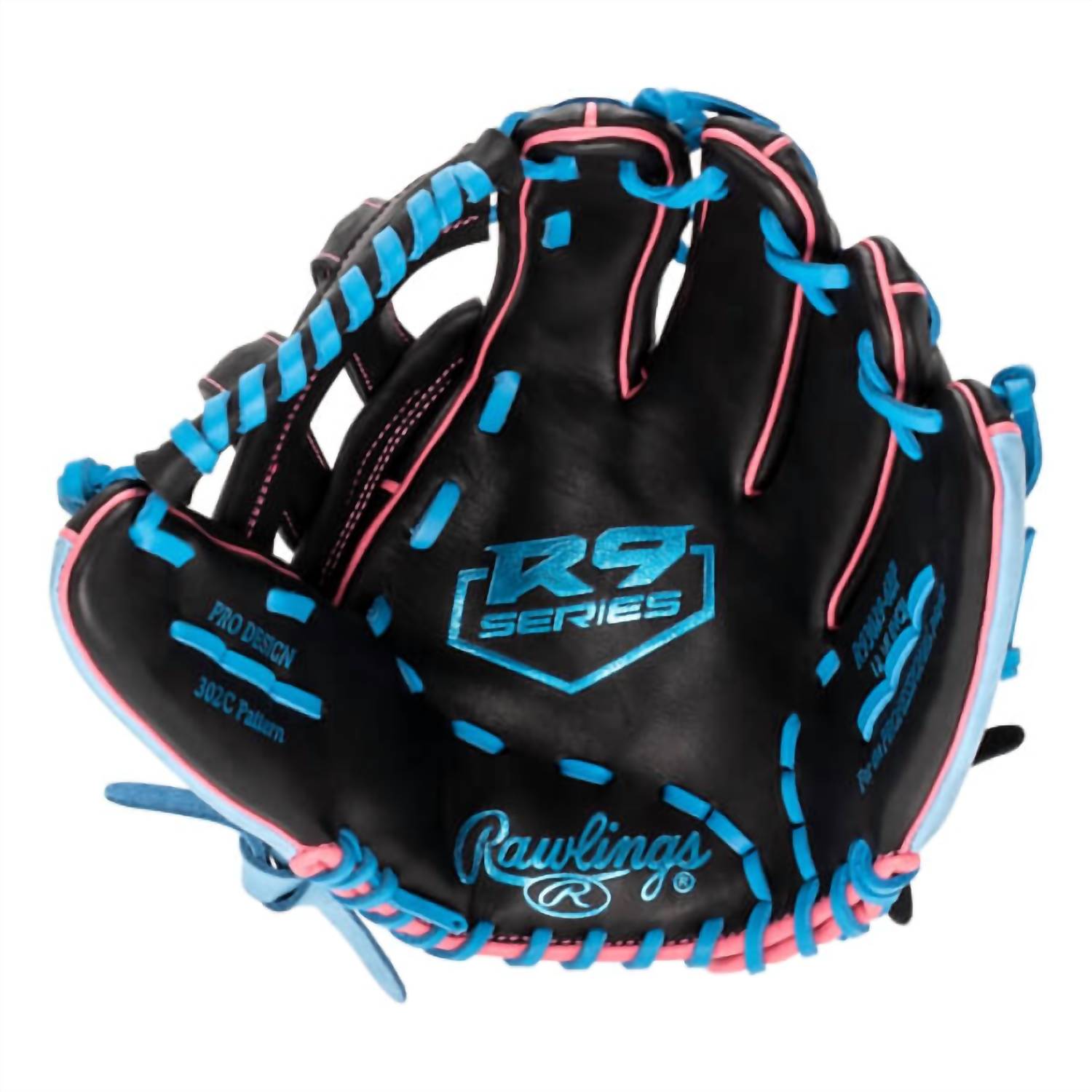 Rawlings R9 12.75" Baseball Glove - Regular in black blue pink - men's accessory