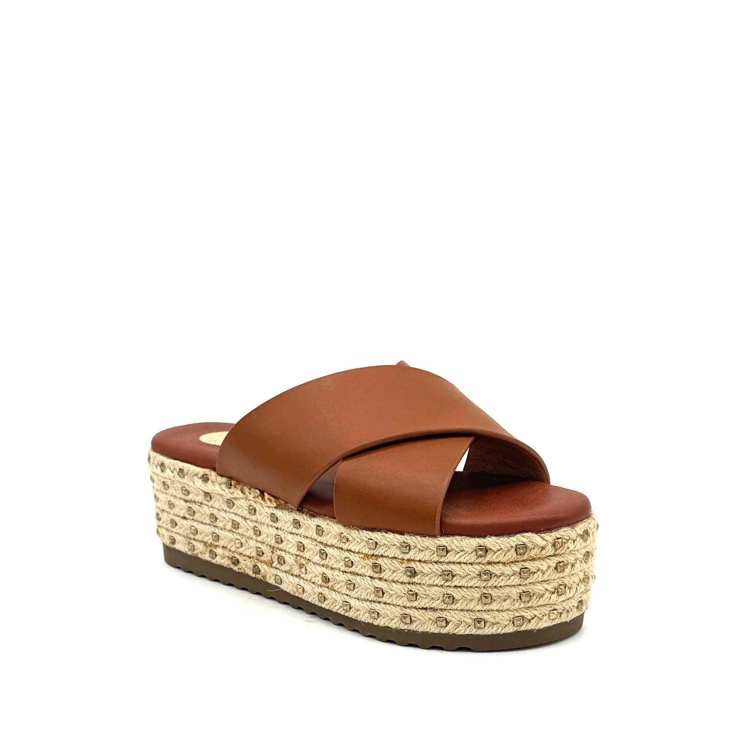 Exe - Women's Violet Cross-strap Espadrille Platform Slides