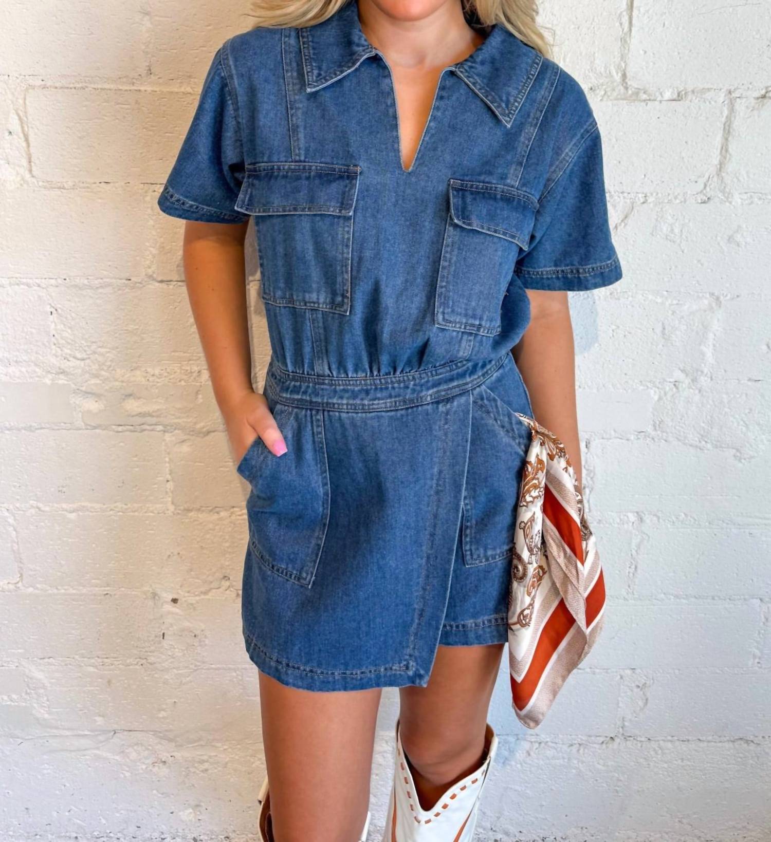 day + moon Tailgate Jarty Romper in denim - women's pants - alternate view