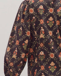 Entro - Floral Print Long Sleeve Top With Ruffle Trim