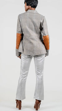 Smythe Hunting Blazer With Rectangle Elbow Patch in dove glencheck - women's jacket - view 6