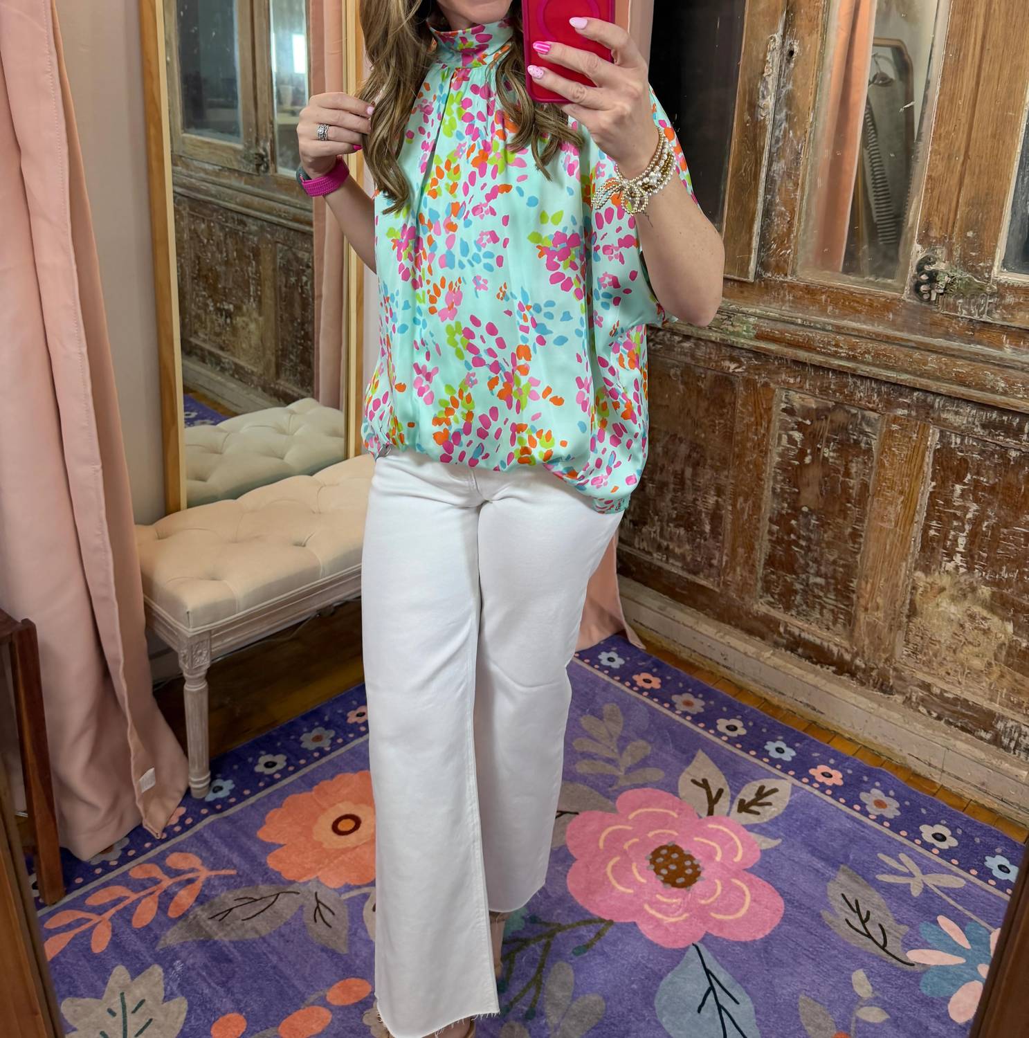Adrienne - Confetti Garden Tie-back Blouse