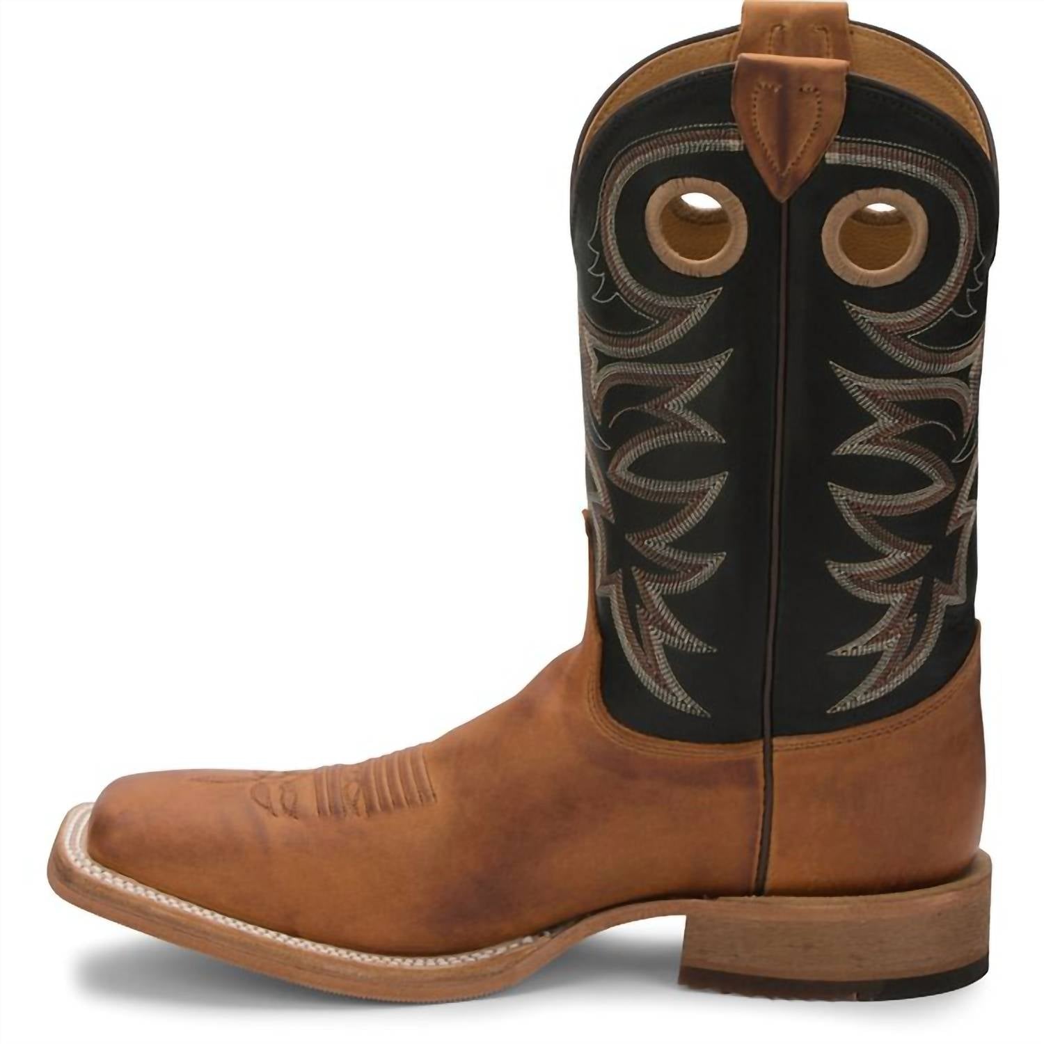 Justin Boots Men's Cowhide Leather Western Boots - Extra Wide in tobacco black - men's boots - alternate view