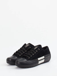 Candice Cooper Women's Rock Patch Fashion Leather Sneakers in black white - women's sneaker - detail view