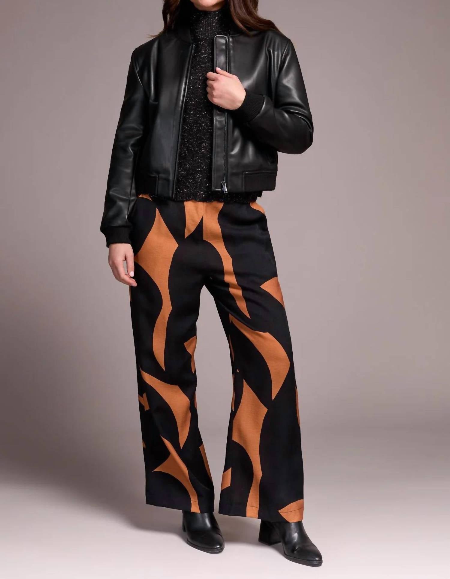 TRIBAL Soft Faux Leather Bomber Jacket in black - women's jacket - alternate view