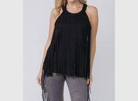 Vocal Apparel - Ellie Suede Fringed Top
