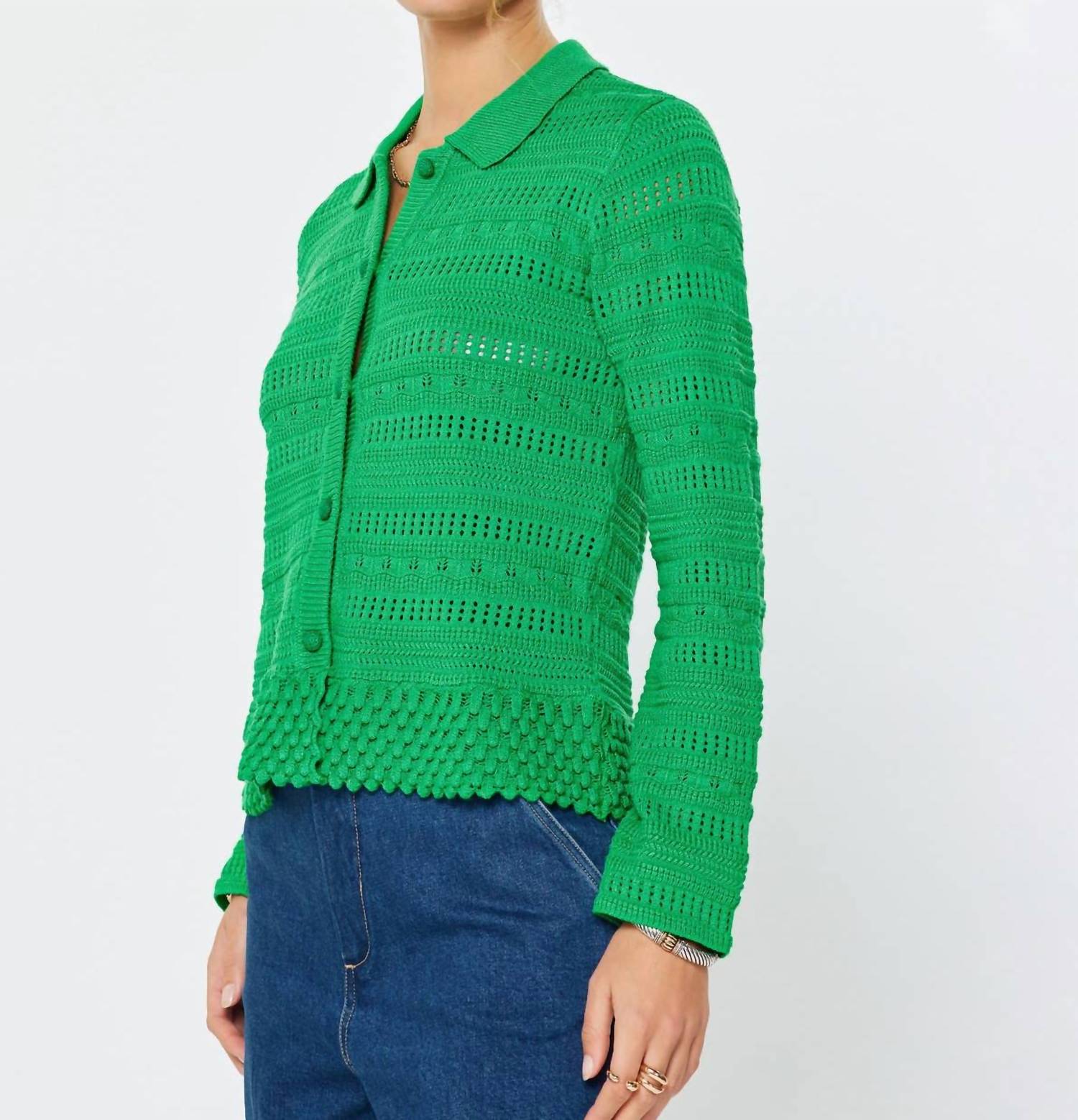 Current Air - Open Knit Long Sleeve Sweater Cardigan Top