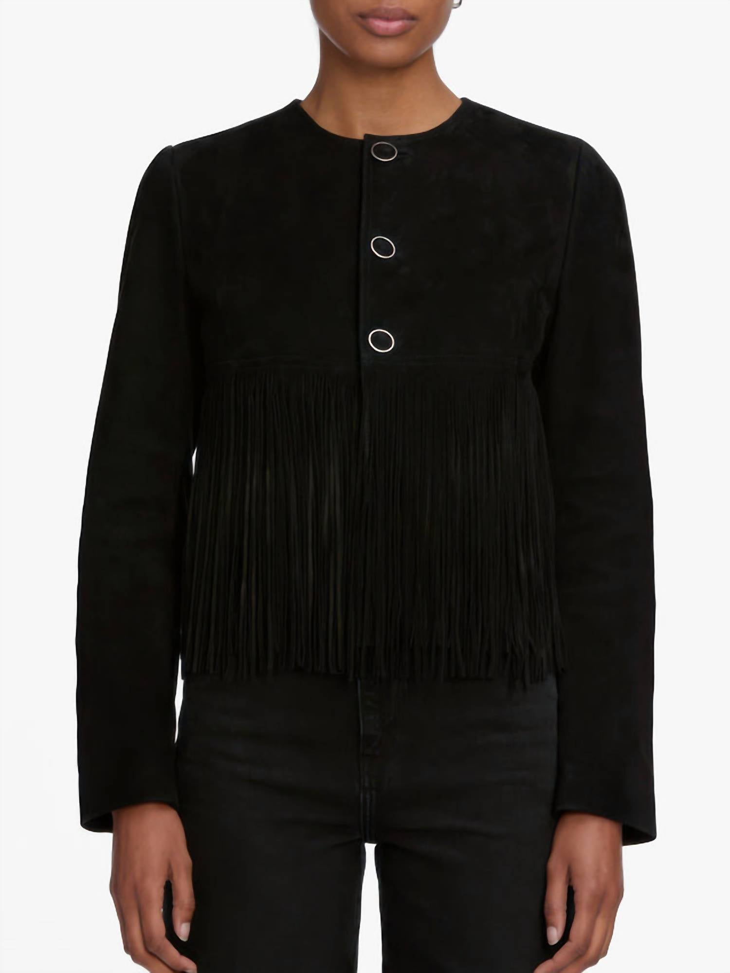FRAME Saddle Luxe Suede Jacket in black - women's jacket