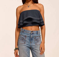 Ramy Brook - Poppy Poplin Tiered Crop Top