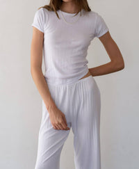 DONNI. Pointelle Baby Tee in powder 1 - women's t-shirt