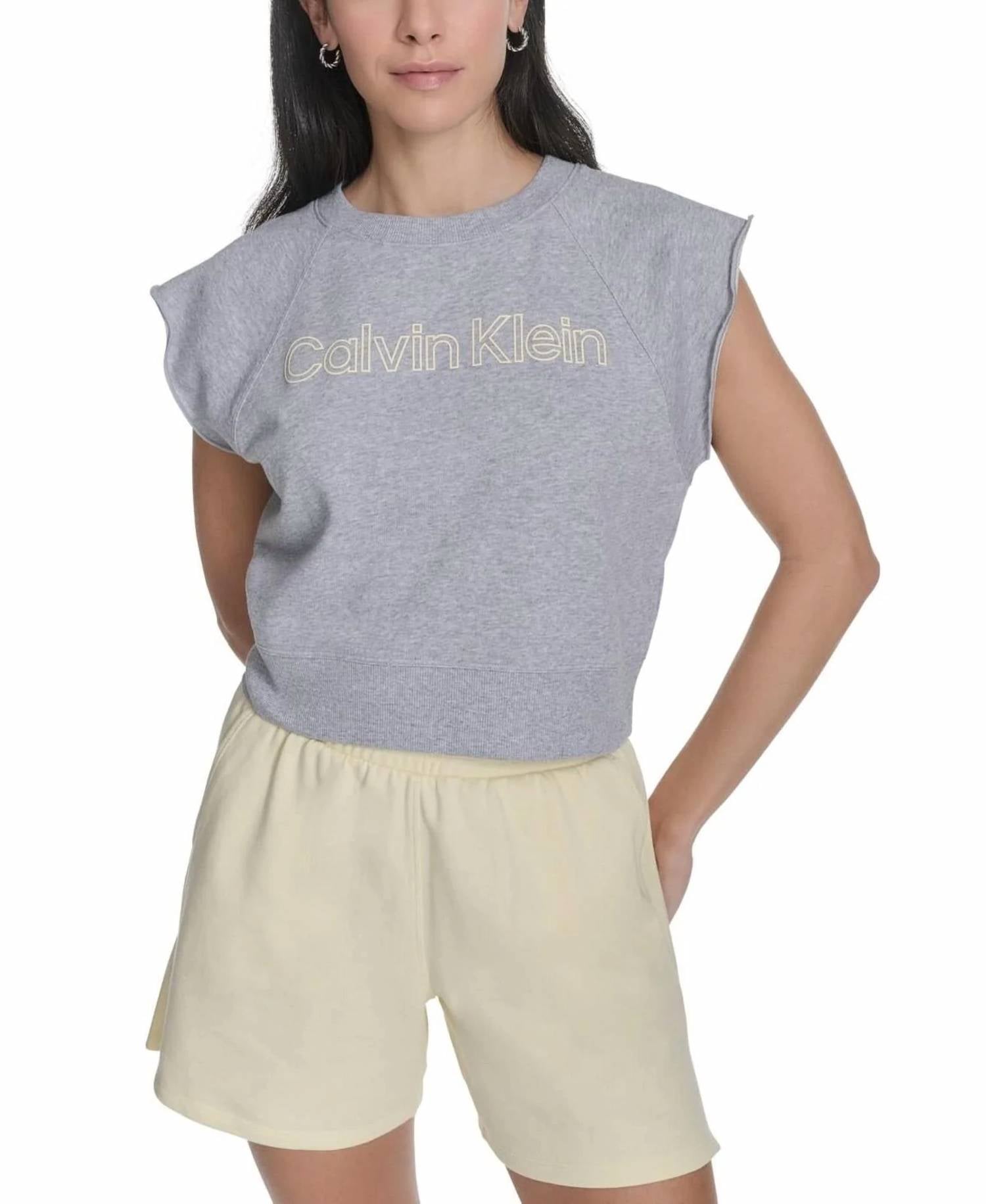 Calvin Klein - Sleeveless Puff-logo Cropped Top