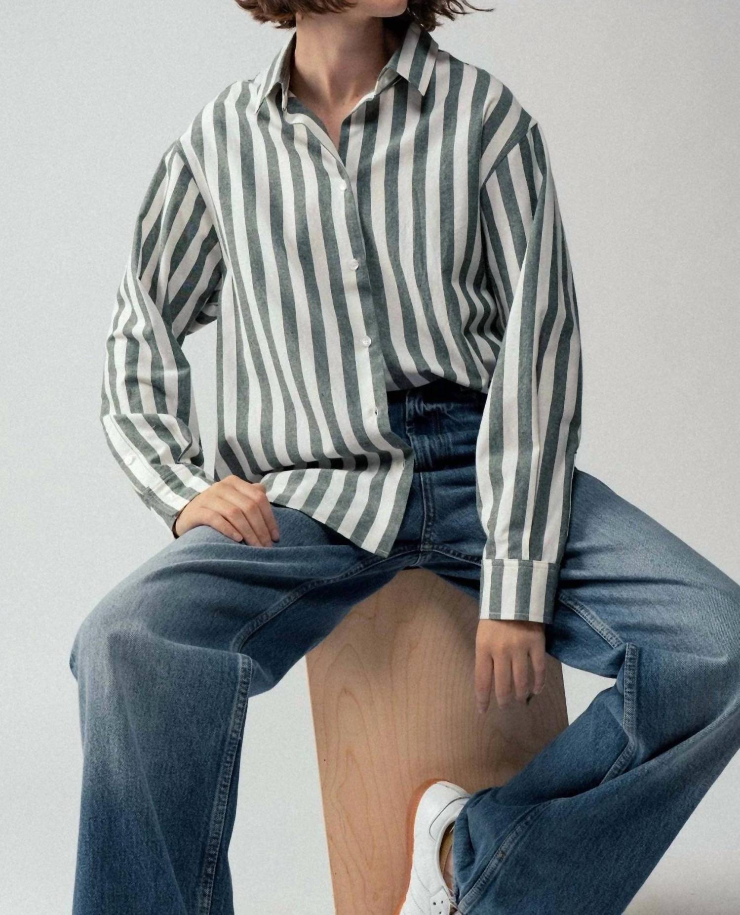 Urban Daizy - Outlaw Western Striped Button-down Collared Shirt