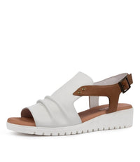 Django & Juliette Women's Madis Sandal in white dark tan leather - women's sandal - detail view