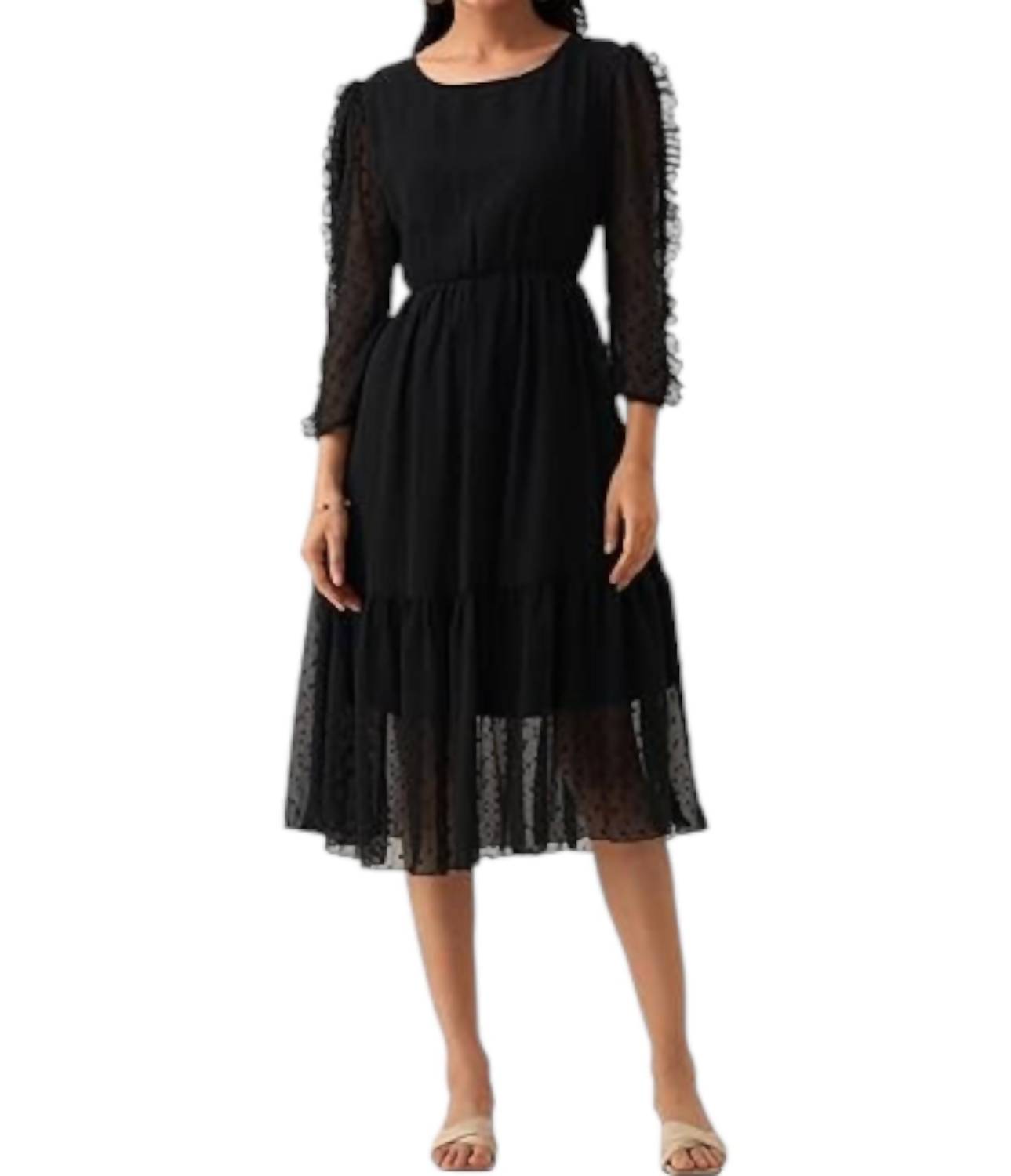 Style Instant - Chiffon Brasso Swiss Dot Dress
