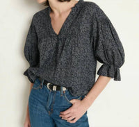 Nation LTD Scarlet Pintuck Top in santa fe floral - women's blouse - detail view