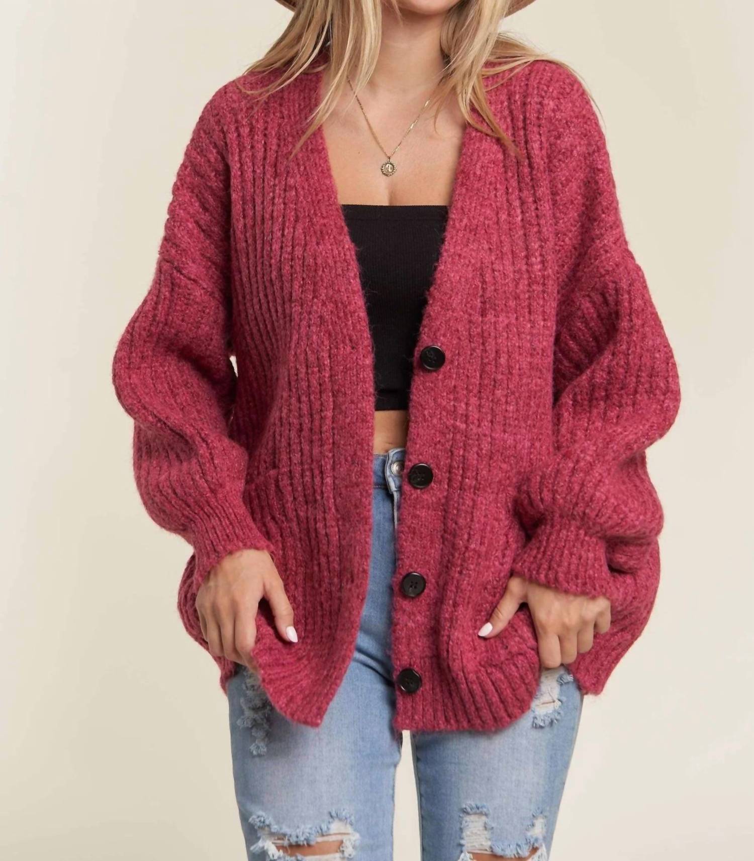 Madelyn - Pretty Chunky-knit Sweater Cardigan