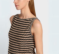 Marc Cain Rethink Together Sleeveless Knitted Top in black tan - women's sweater - view 6