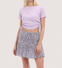 Olivaceous - Ribbed Cropped Drawstring Tee