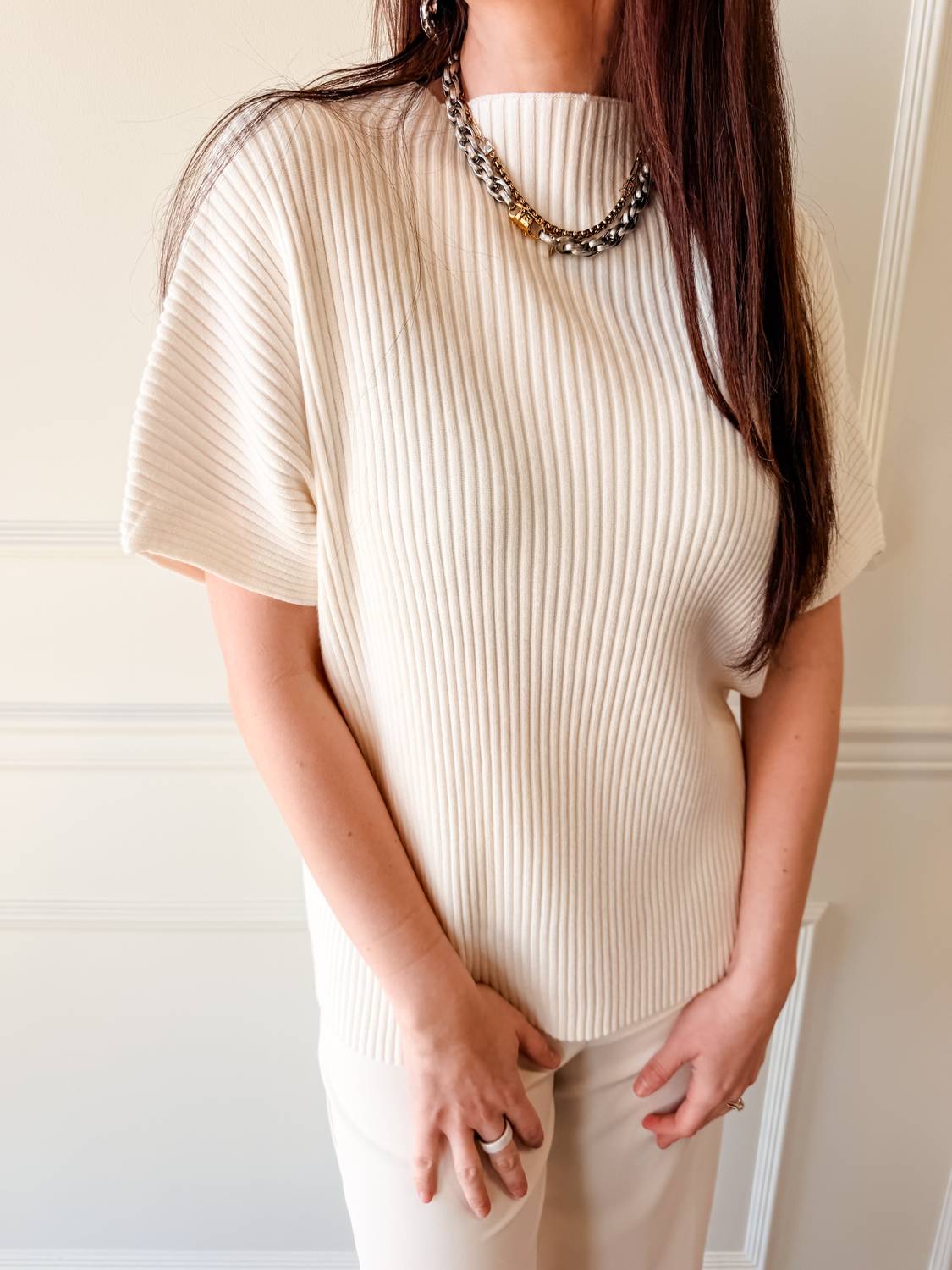 Glam - Addison Ribbed Mock Neck Top