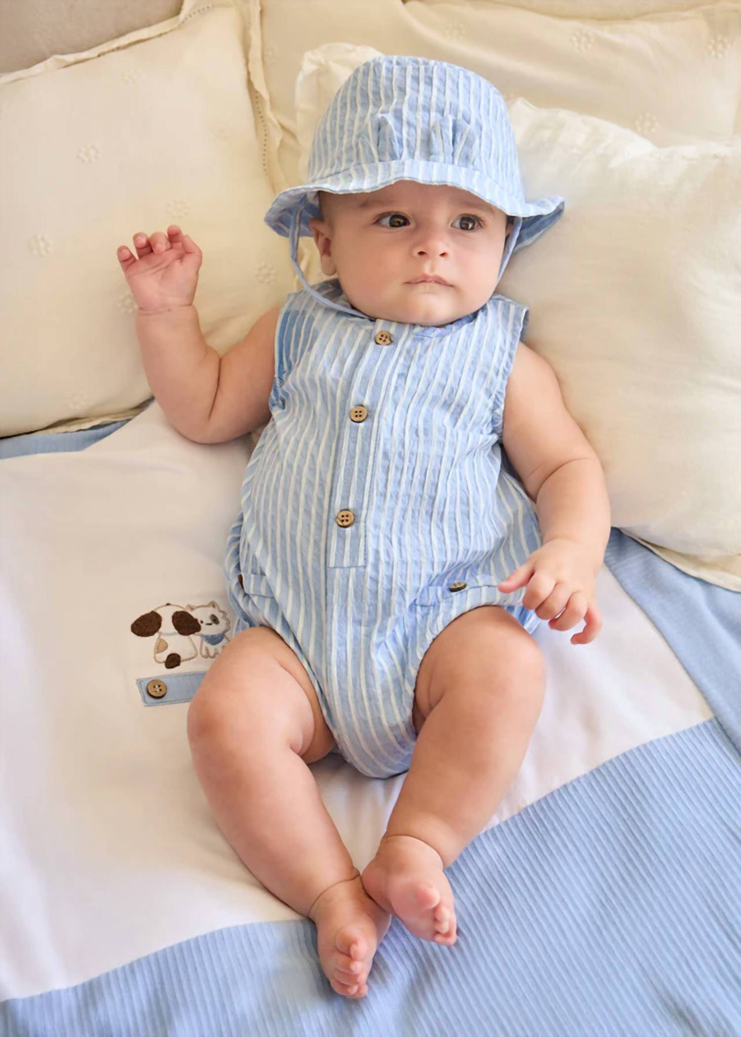 Mayoral - Stripe Romper With Hat