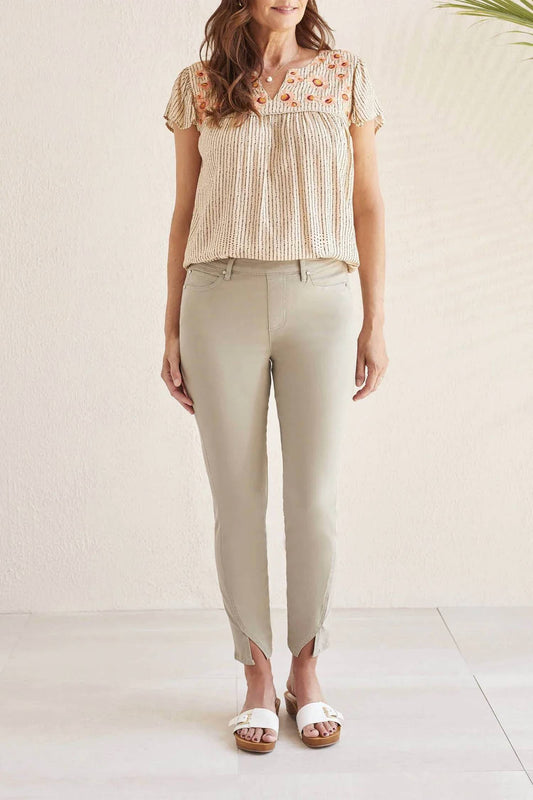 Tribal - 5 Pocket Pull On Ankle Pant With Ankle Slit