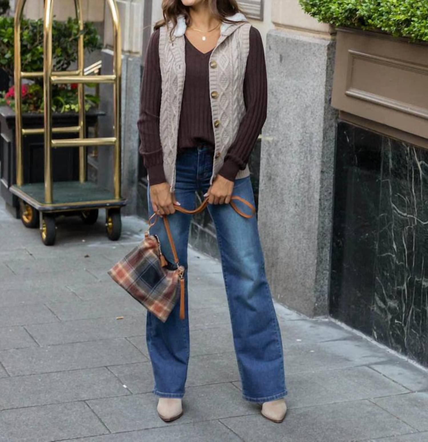 Grace And Lace - Hooded Cable Knit Vest
