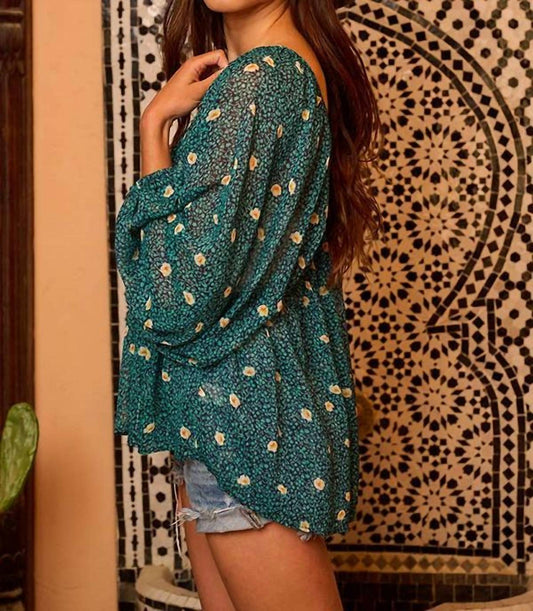 Bucketlist - Floral Print Lurex Chiffon Blouse Top