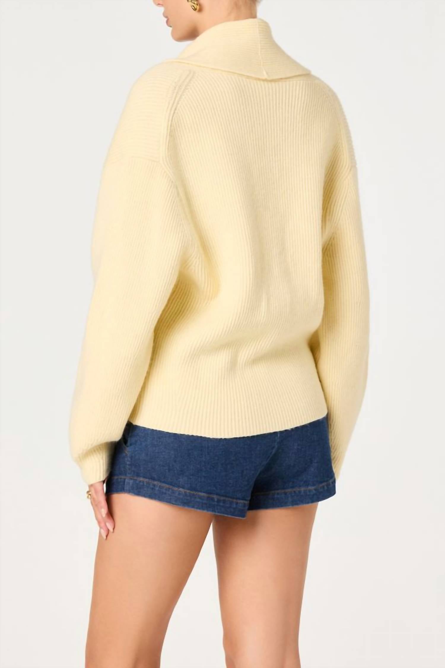 ASTR Ayleen Cardigan Sweater Top in butter yellow - women's cardigan - alternate view