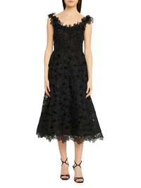 Teri Jon - Organza Lace Sleeveless 3D Flower Neckline A Line Dress