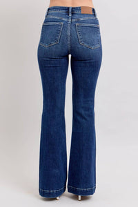 Judy Blue Urban Chic High Waist Flare Trousers in blue - women's jeans - detail view